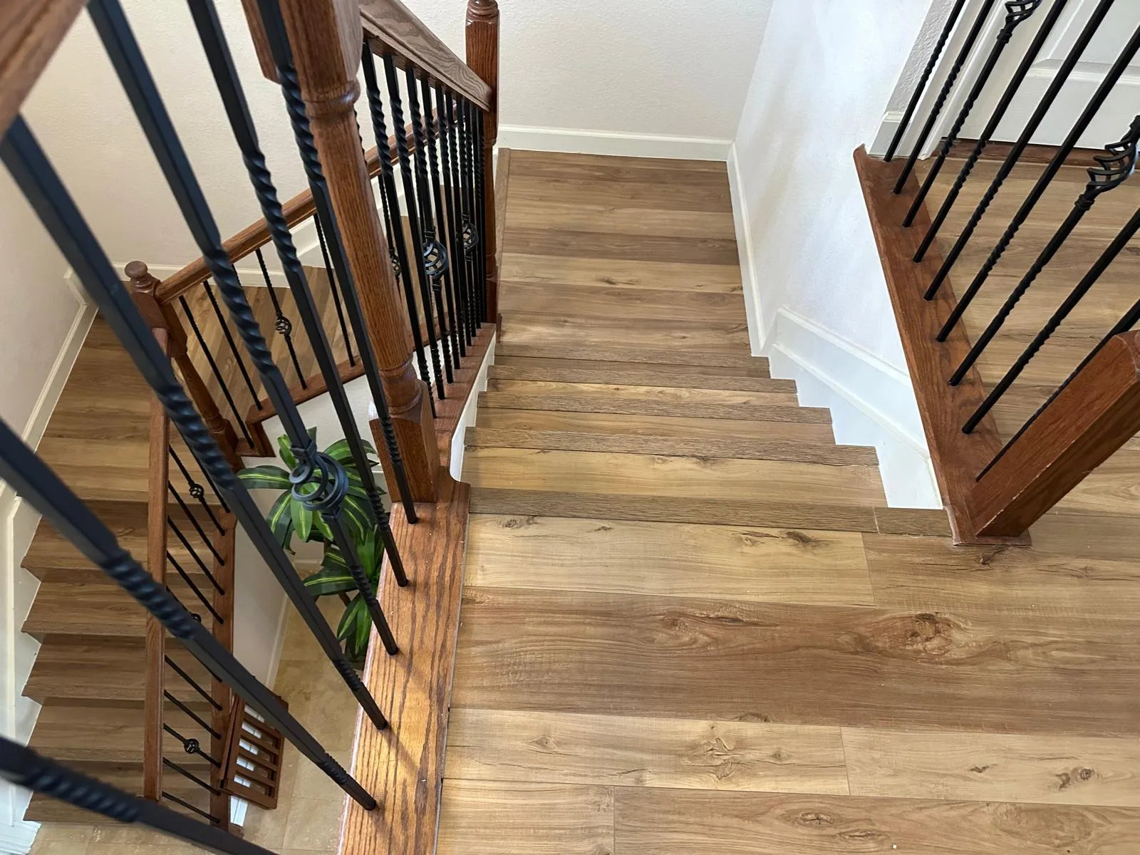 Wood-look flooring on a staircase, flooring installation in Port St Lucie