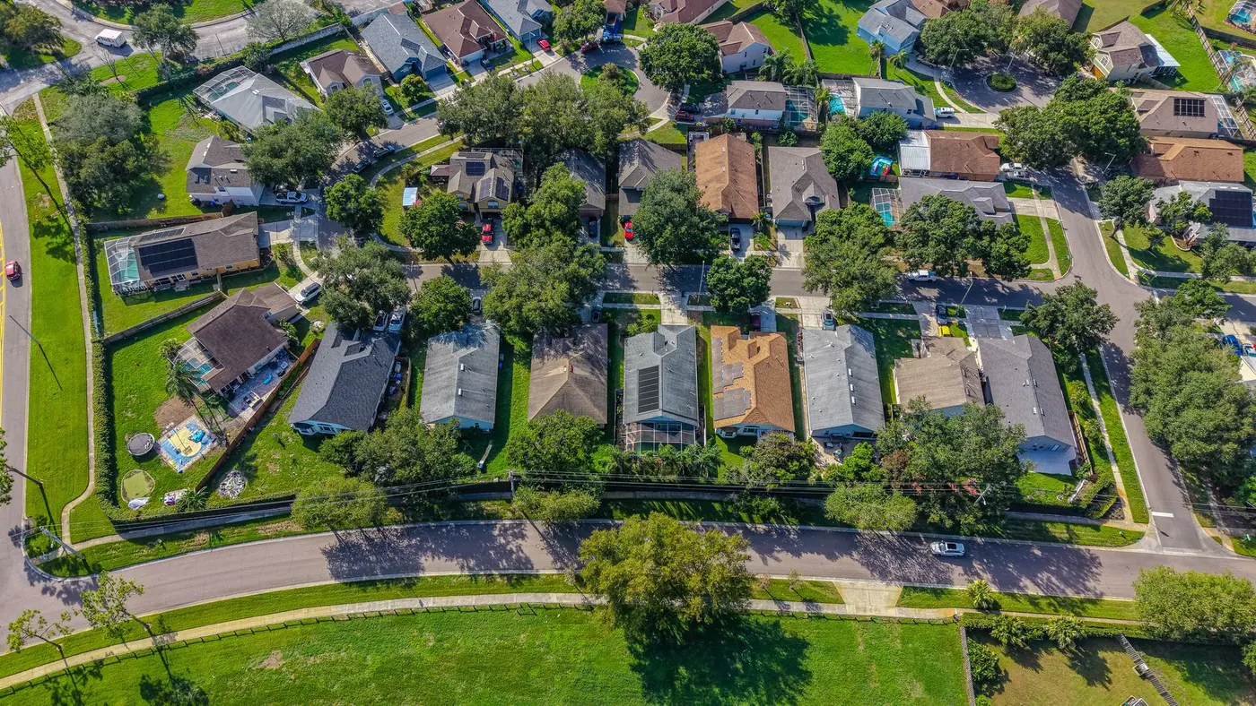Aerial view of a Florida neighborhood on the Treasure Coast, remodeling service areas near Port St Lucie